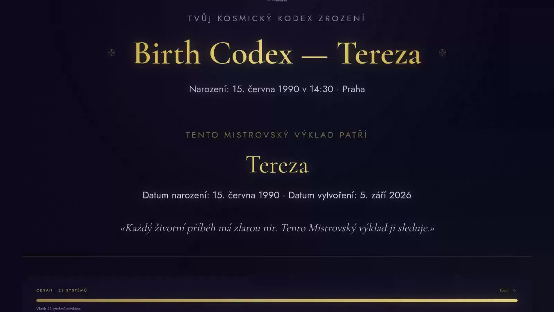 Pohled do Tvého Birth Codexu