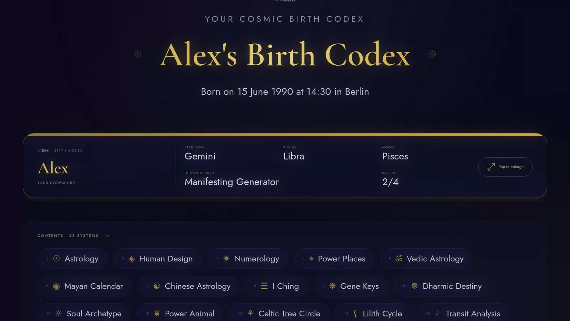 A glimpse inside your Birth Codex