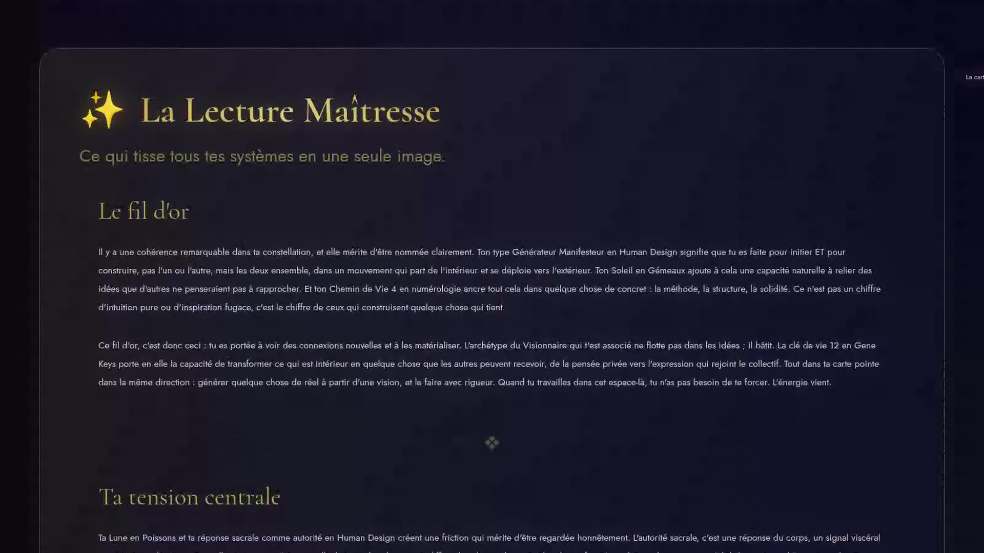 Un aperçu de ton Birth Codex
