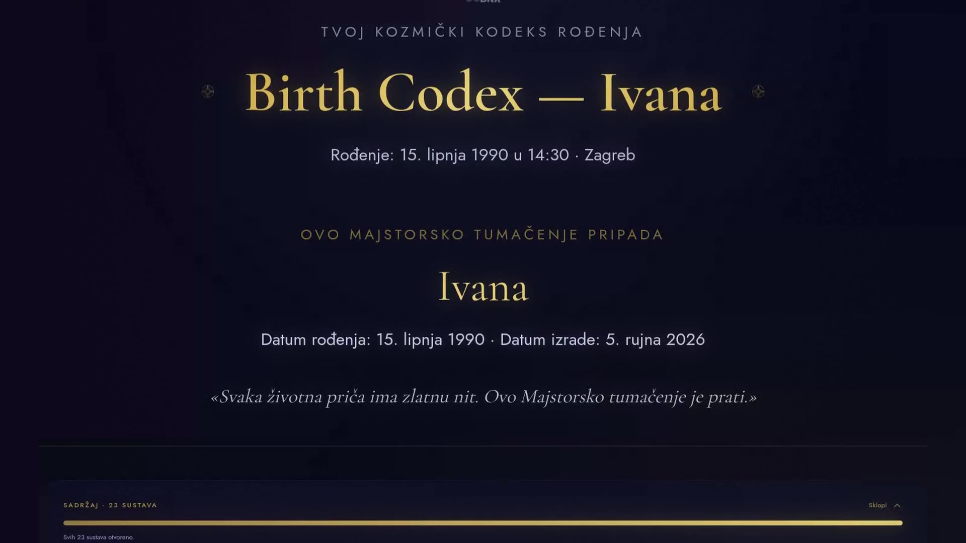 Pogled u Tvoj Birth Codex