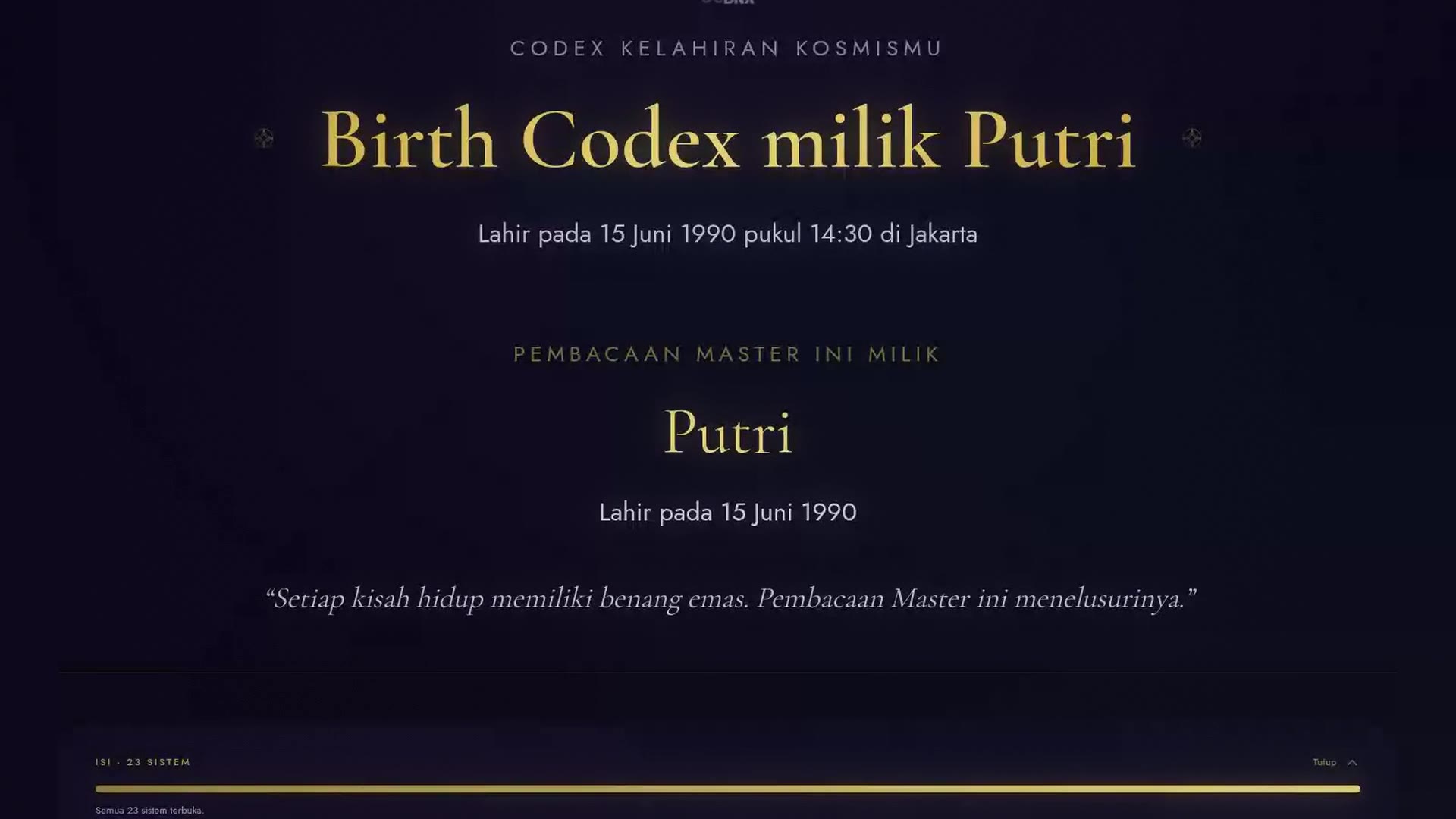 Sekilas ke dalam Birth Codex-mu