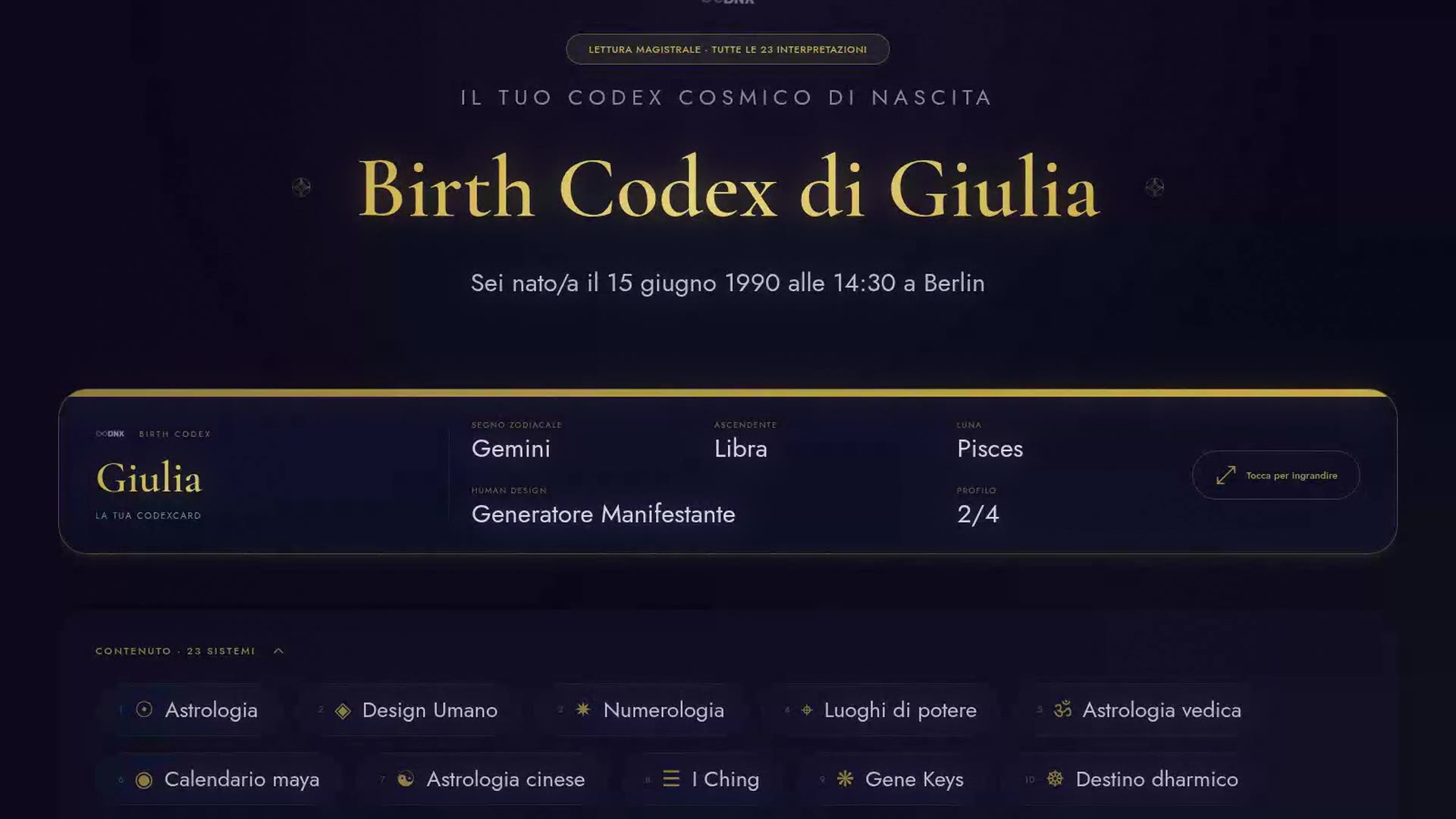 Uno sguardo dentro il tuo Birth Codex