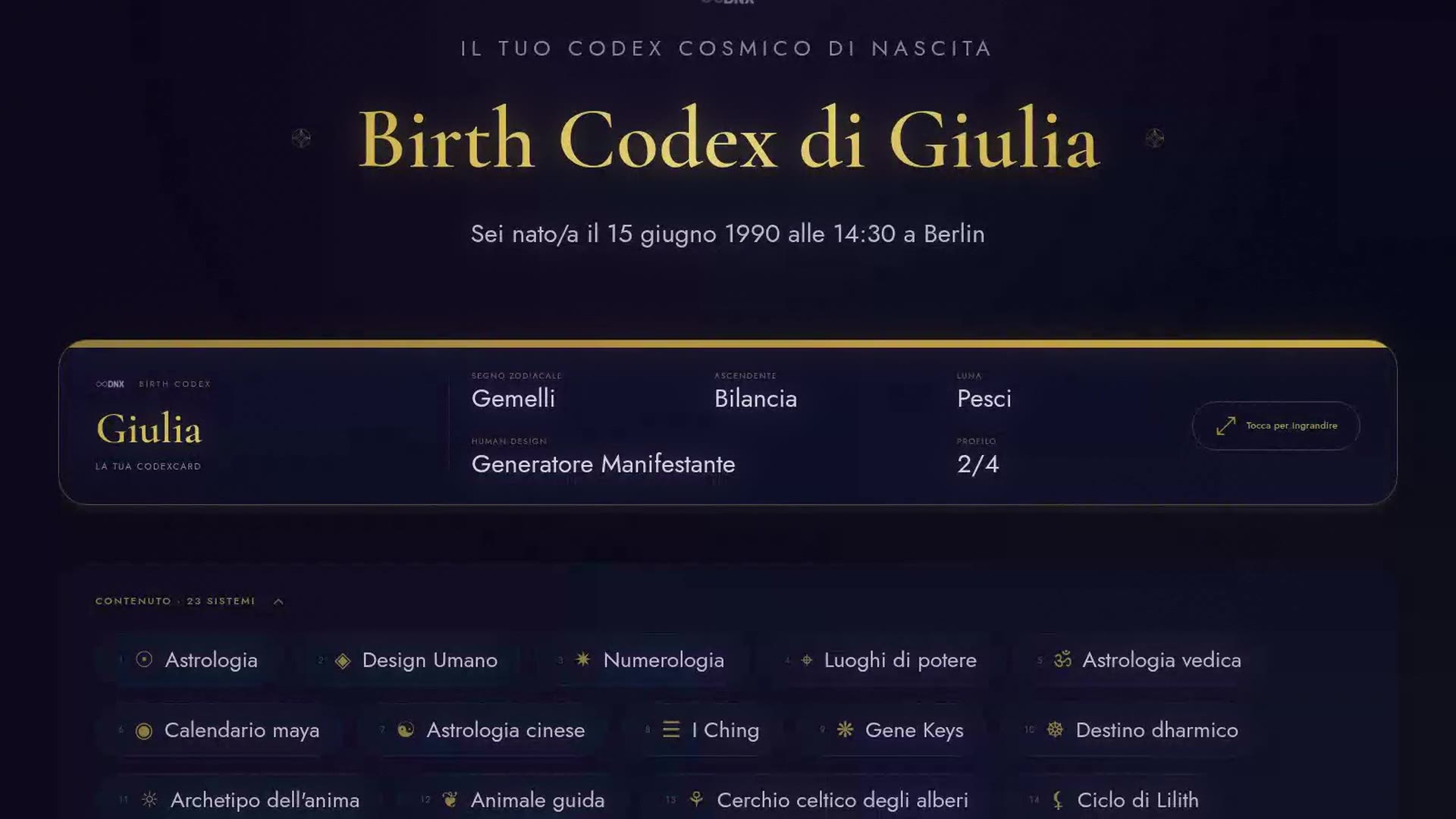 Uno sguardo dentro il tuo Birth Codex